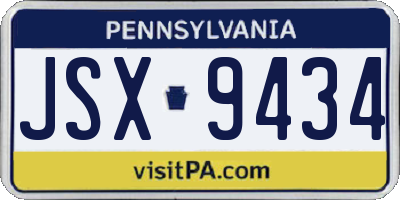 PA license plate JSX9434
