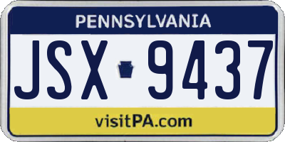 PA license plate JSX9437