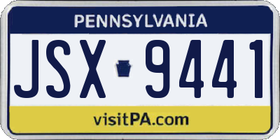 PA license plate JSX9441