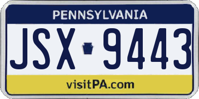 PA license plate JSX9443