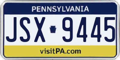 PA license plate JSX9445