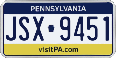 PA license plate JSX9451