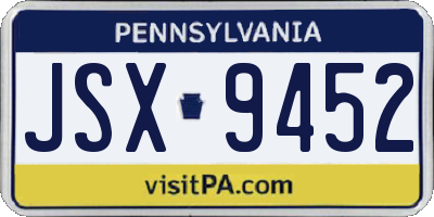 PA license plate JSX9452