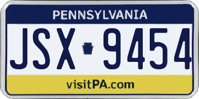 PA license plate JSX9454