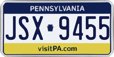 PA license plate JSX9455