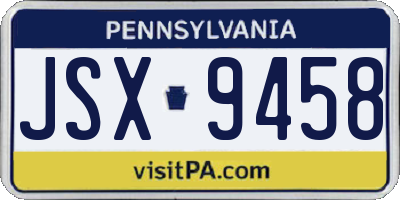 PA license plate JSX9458