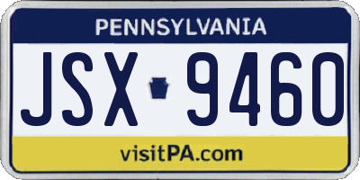 PA license plate JSX9460