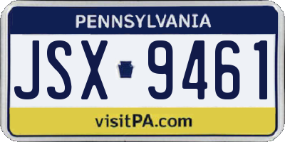PA license plate JSX9461