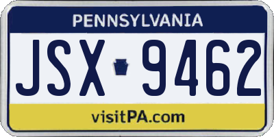 PA license plate JSX9462