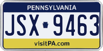 PA license plate JSX9463