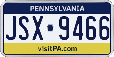PA license plate JSX9466