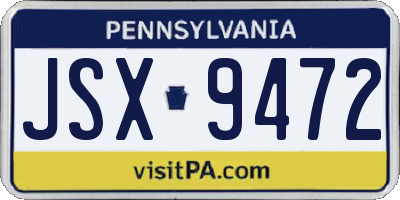 PA license plate JSX9472