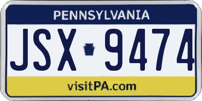 PA license plate JSX9474