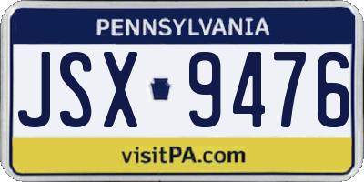 PA license plate JSX9476