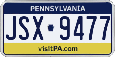 PA license plate JSX9477