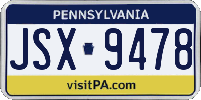 PA license plate JSX9478