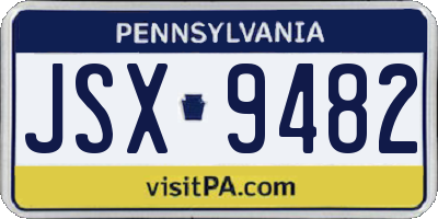 PA license plate JSX9482