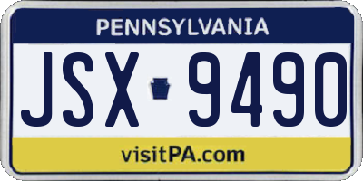 PA license plate JSX9490