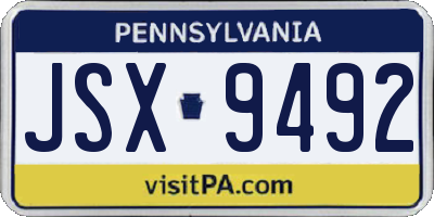 PA license plate JSX9492