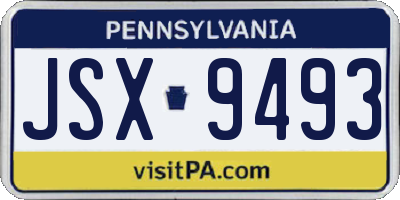 PA license plate JSX9493