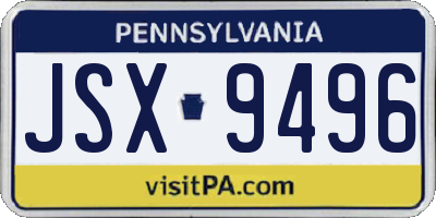 PA license plate JSX9496