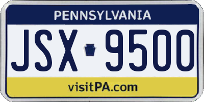 PA license plate JSX9500