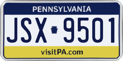 PA license plate JSX9501