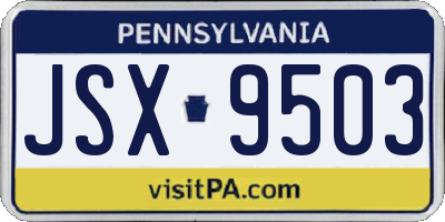 PA license plate JSX9503