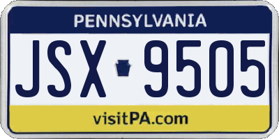 PA license plate JSX9505