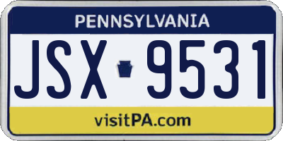 PA license plate JSX9531