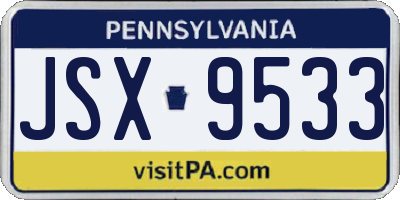 PA license plate JSX9533