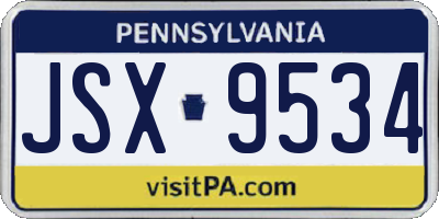PA license plate JSX9534