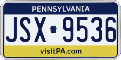 PA license plate JSX9536