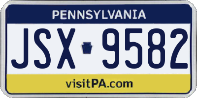 PA license plate JSX9582