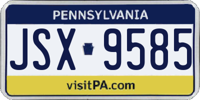 PA license plate JSX9585