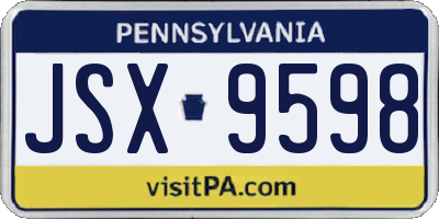 PA license plate JSX9598