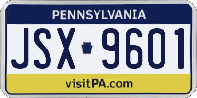 PA license plate JSX9601