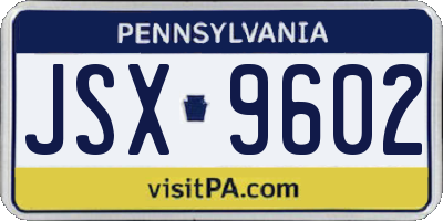 PA license plate JSX9602