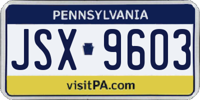 PA license plate JSX9603