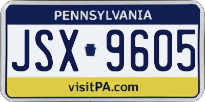 PA license plate JSX9605