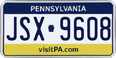 PA license plate JSX9608