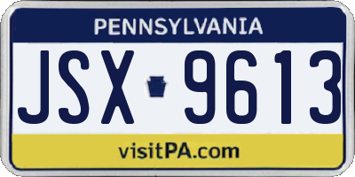 PA license plate JSX9613