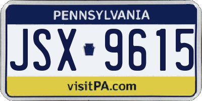 PA license plate JSX9615