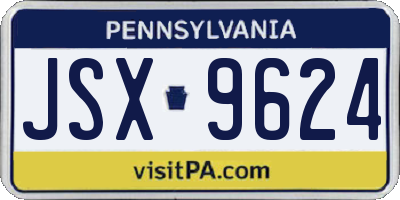 PA license plate JSX9624