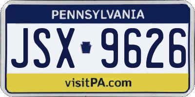 PA license plate JSX9626