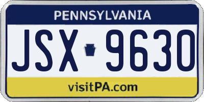 PA license plate JSX9630