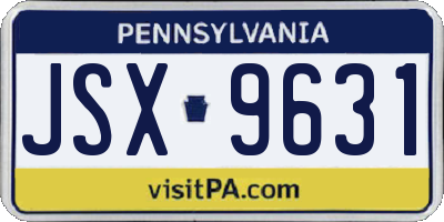 PA license plate JSX9631