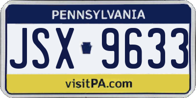 PA license plate JSX9633