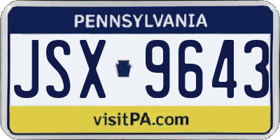 PA license plate JSX9643