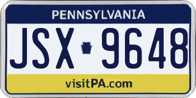 PA license plate JSX9648